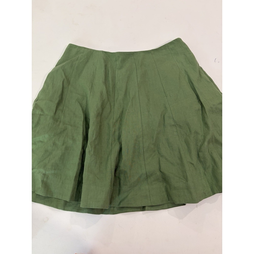 Boden Green Cotton Twill A-Line Knee Length Skirt Side Zip Size 12 Womens